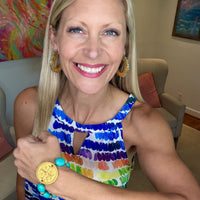Blue Green Turquoise with Hannah Cross Bracelet