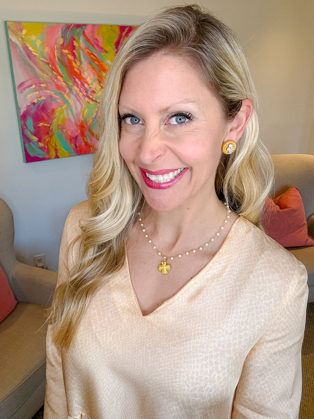 Mother of Pearl Cross Studs