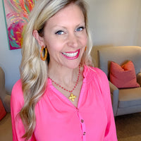 Pink Jade Chain with Kait Cross