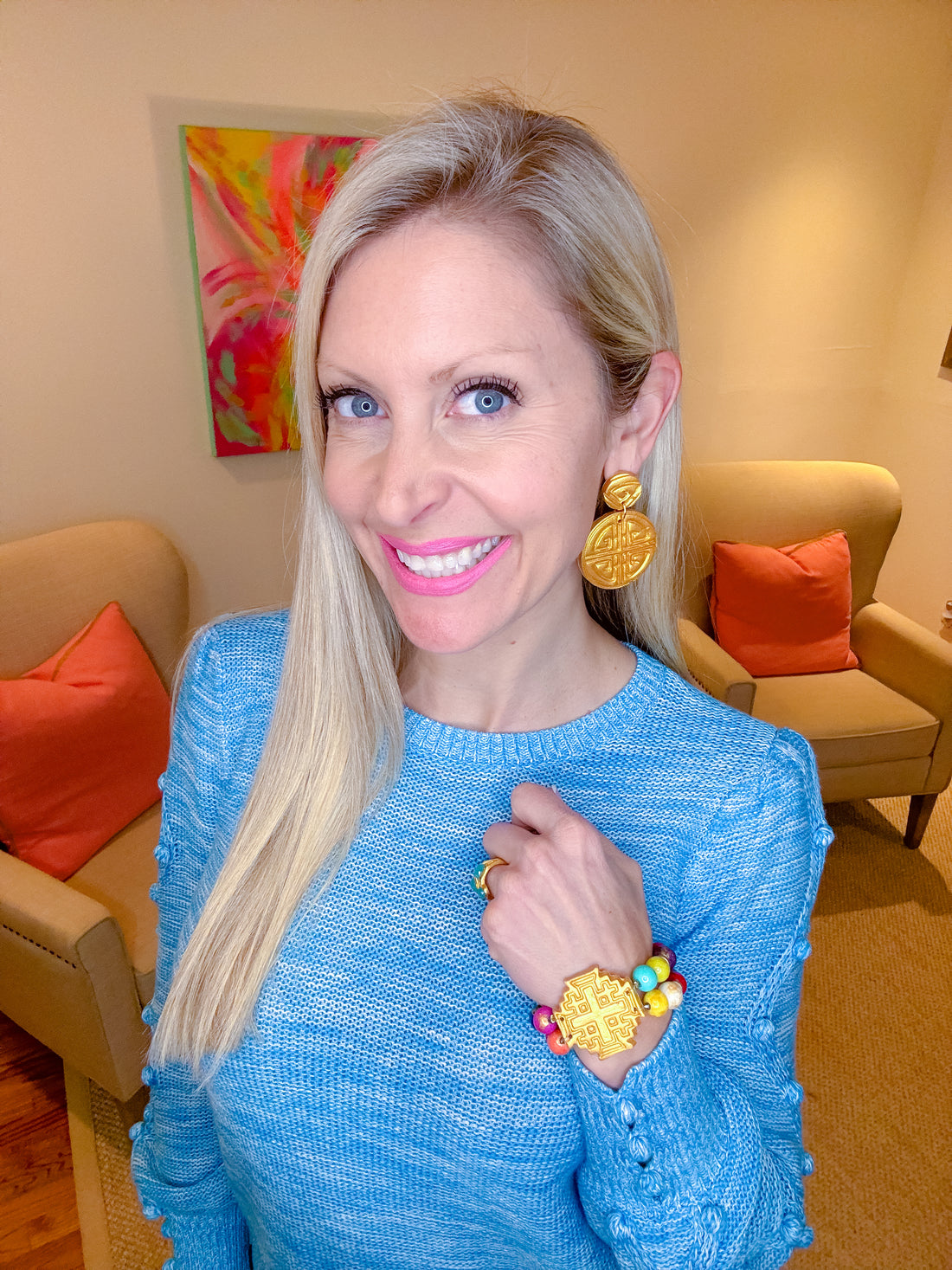 Multicolored Jade Double Strand with Jerusalem Cross Bracelet