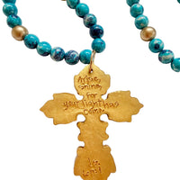 34" Blue and Navy Jasper with Miriam Cross