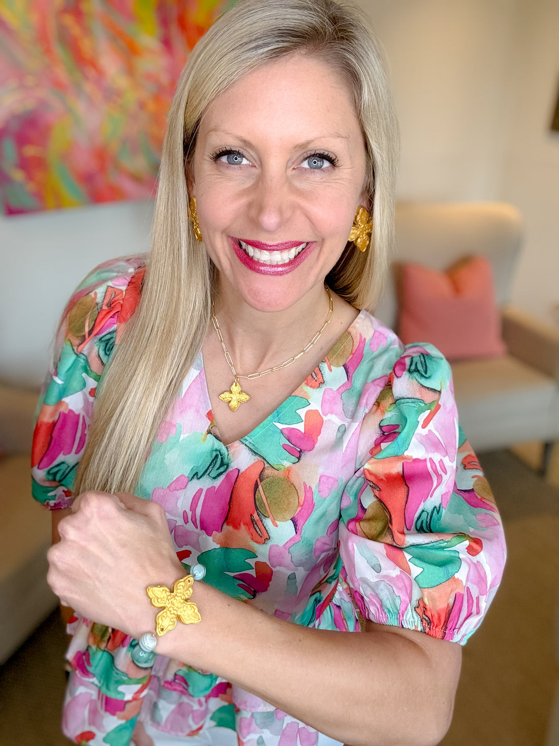 Green Stripe Agate with Kait Cross Bracelet