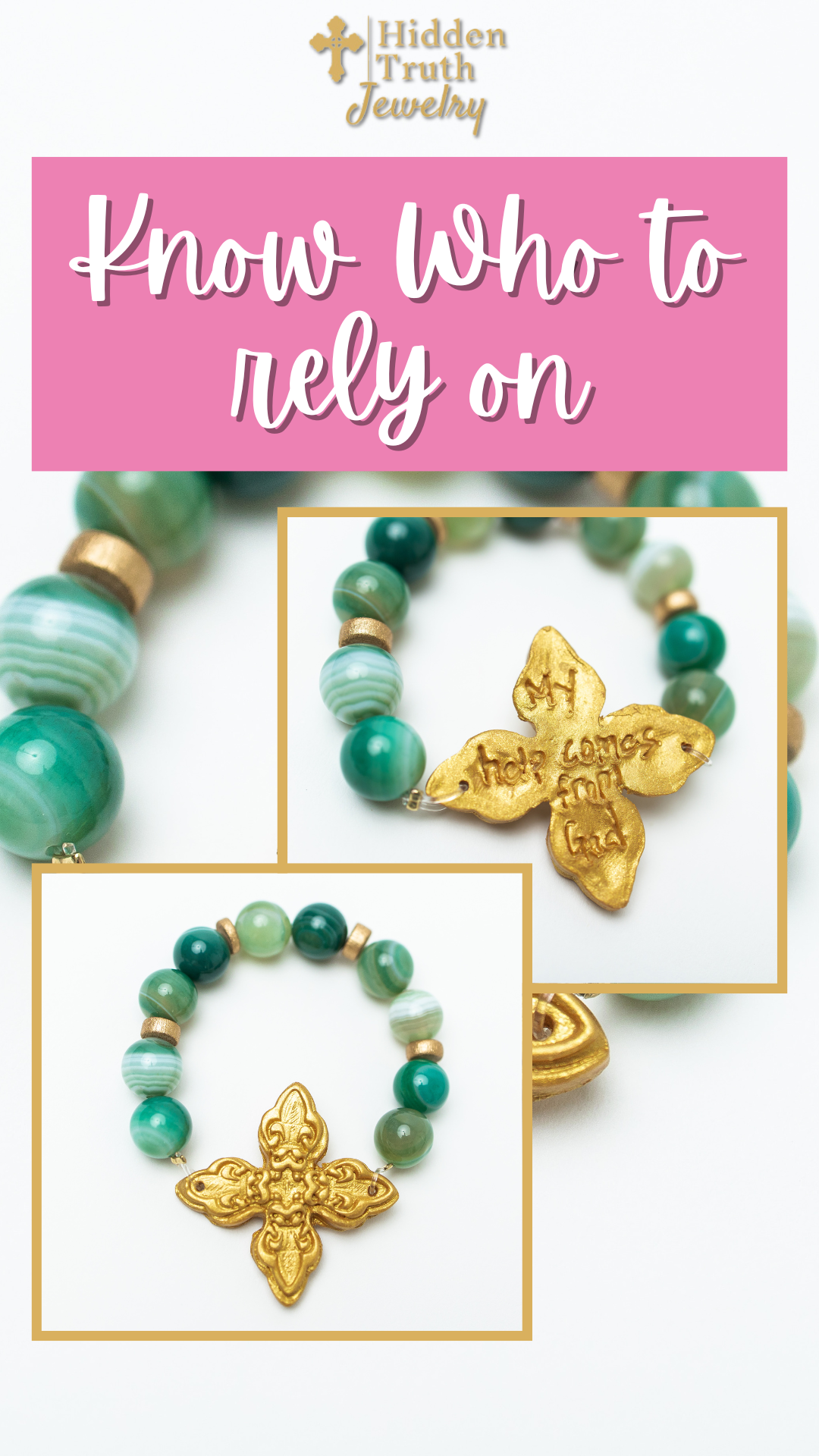 Green Stripe Agate with Kait Cross Bracelet