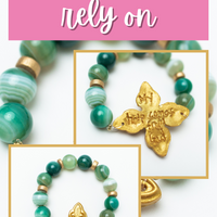 Green Stripe Agate with Kait Cross Bracelet