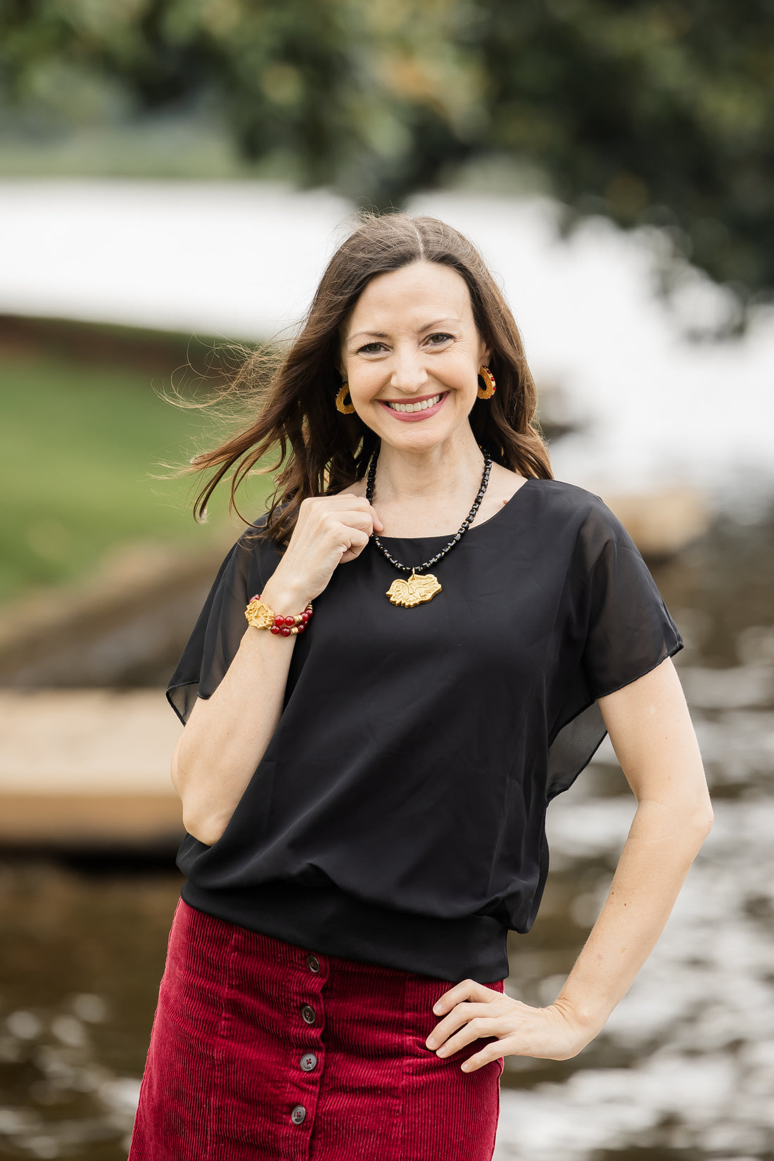 Adjustable Black Jade Nuggets with Gamecock