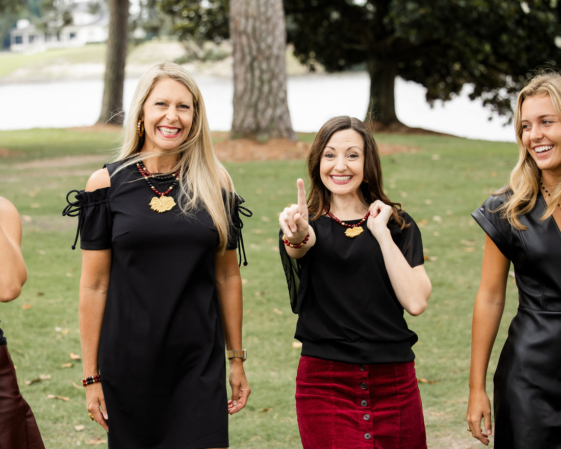 Garnet & Black Double Jade with Gamecock Medallion