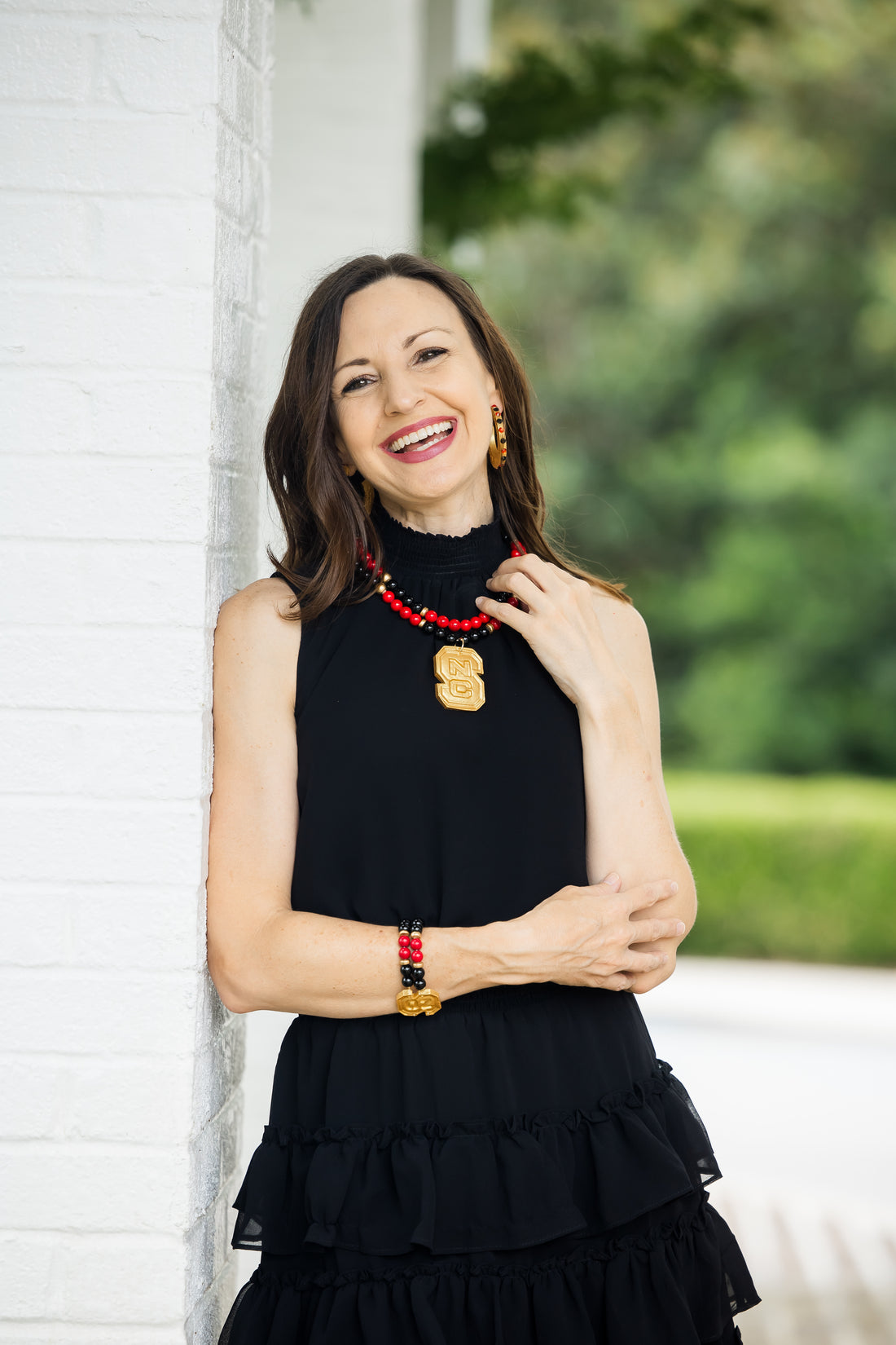 Black and Red Jade Double Strand with NC Medallion