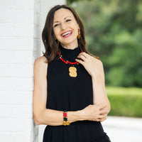 Black and Red Jade Double Strand with NC Medallion
