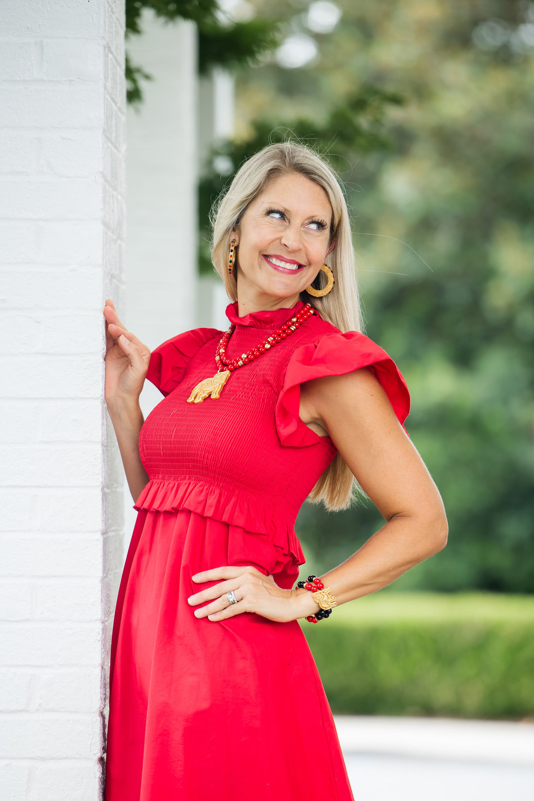 Red Double Jade with Bulldog Medallion