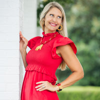 Red Double Jade with Bulldog Medallion