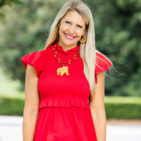 Red Double Jade with Bulldog Medallion