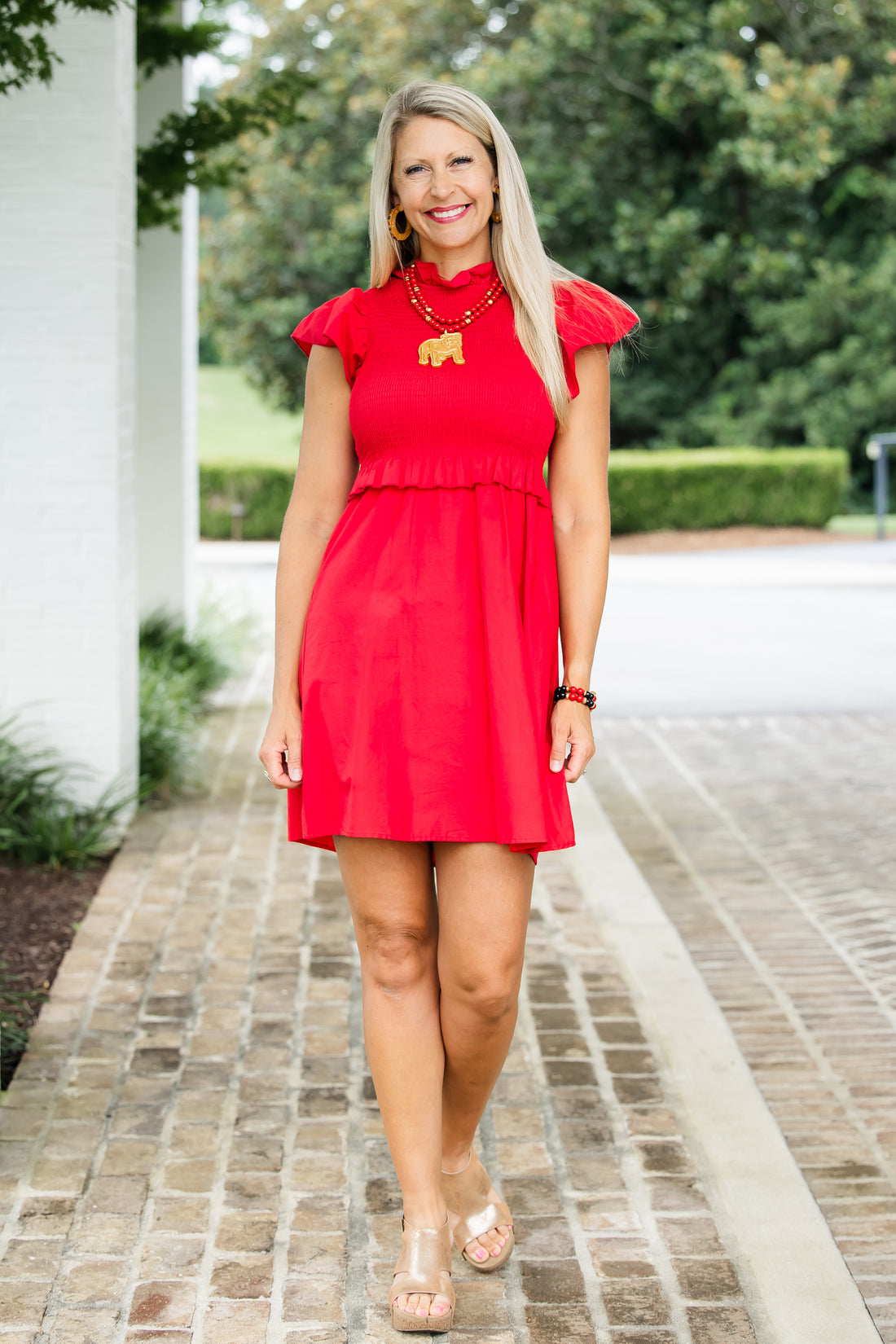 Red Double Jade with Bulldog Medallion