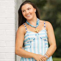 Blue Scarf with Andrea Cross