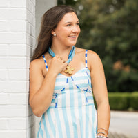 Blue Scarf with Andrea Cross