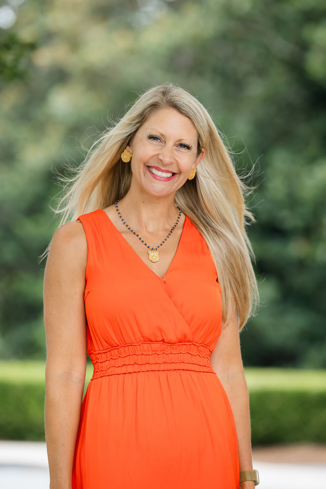 Blue Jade Chain with Tiger Face