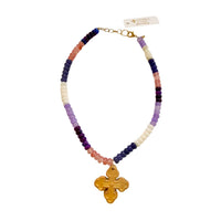 18" Multi Purple Rondelles with Megan Cross