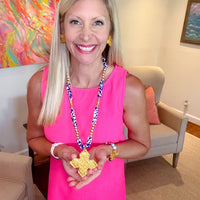 Cobalt Blue African Fused Glass with Lydia Cross Necklace