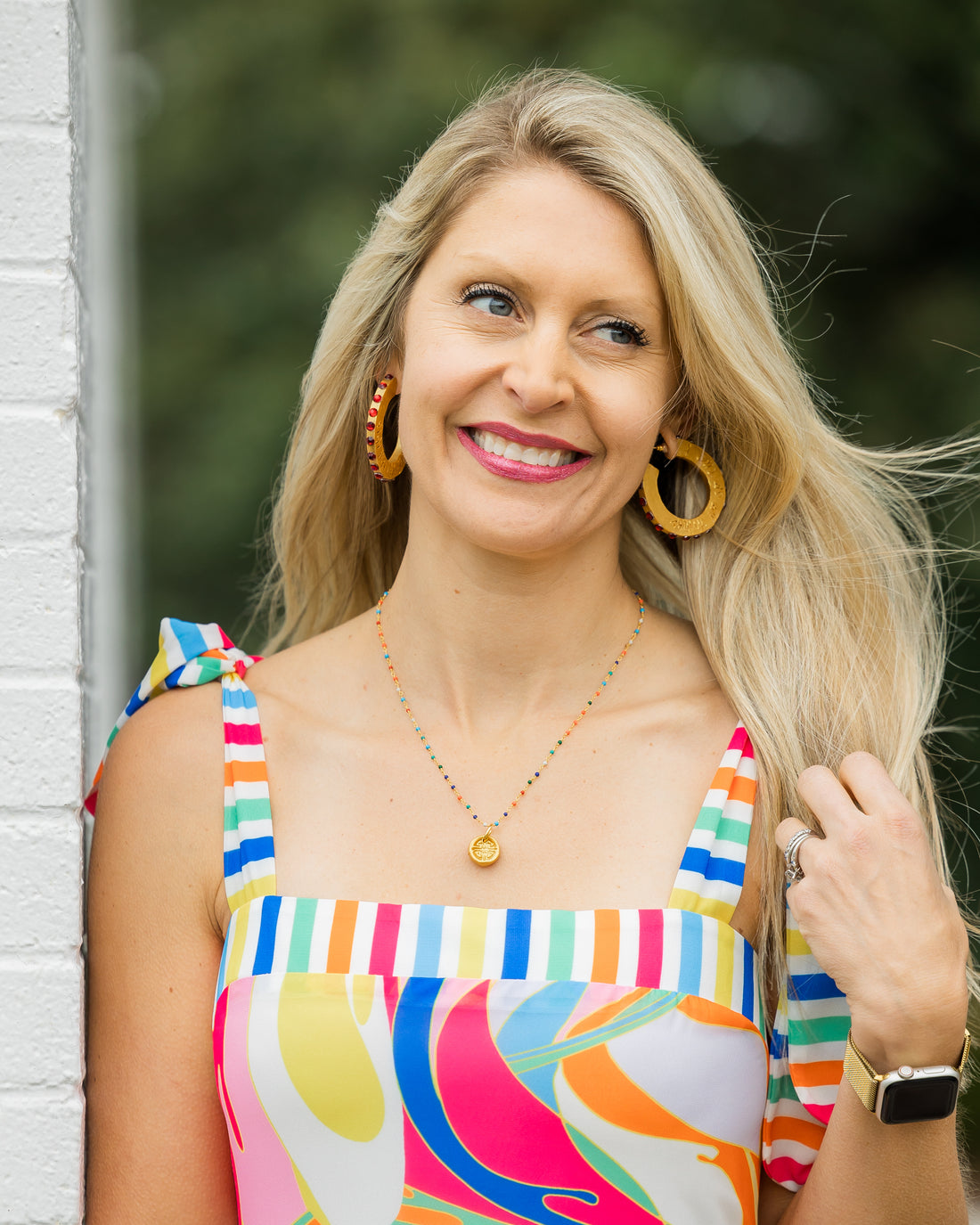 Garnet Studded Hoops