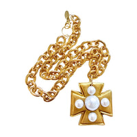 Gold Chain with Grace Pearl Cross