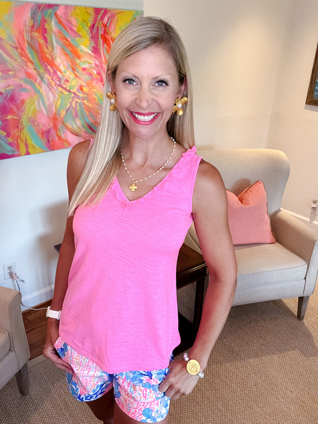 Large Dogwood & Pearl Stud Earrings