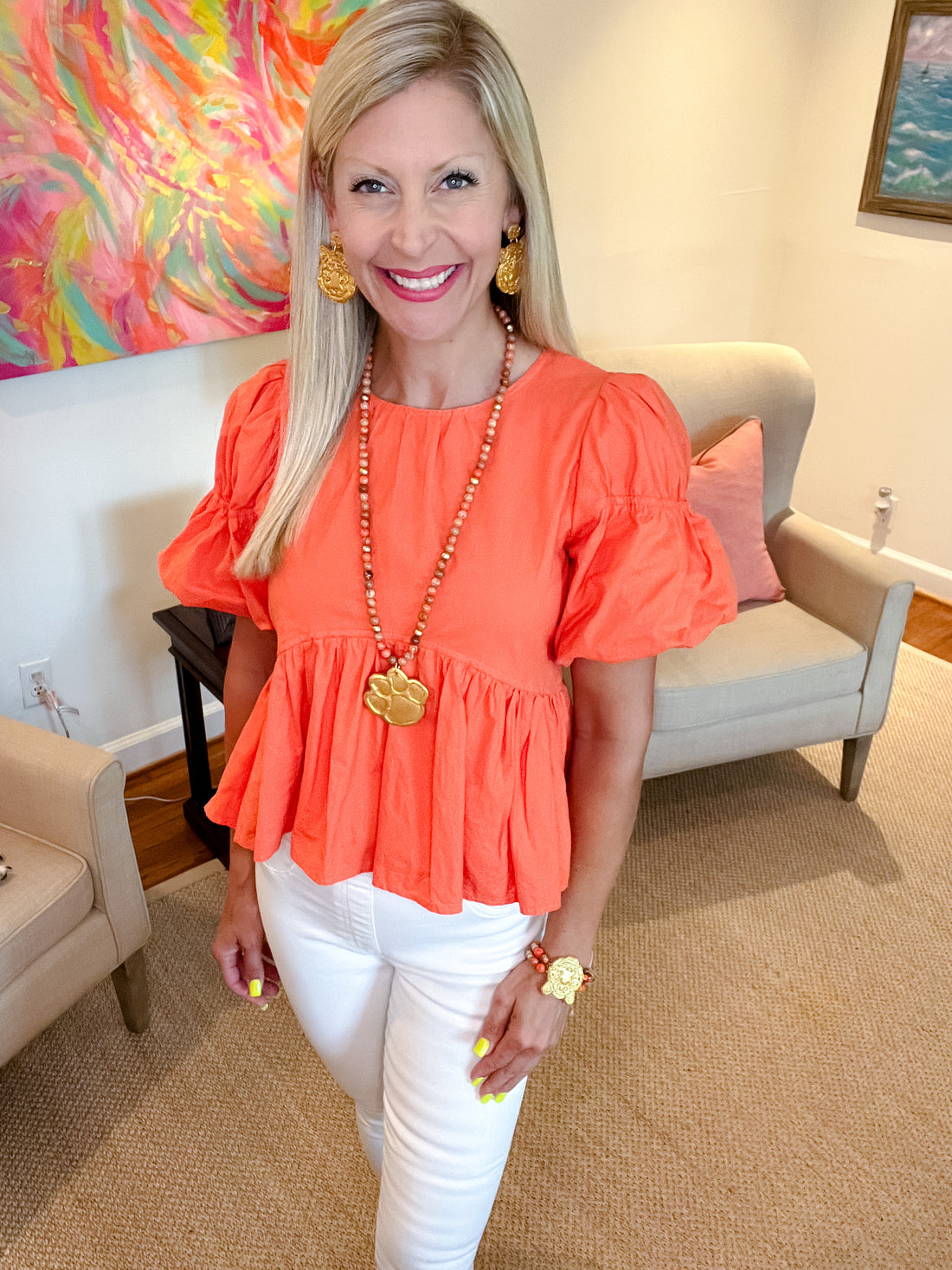 Orange Sea Sediment Jasper with Tiger Paw