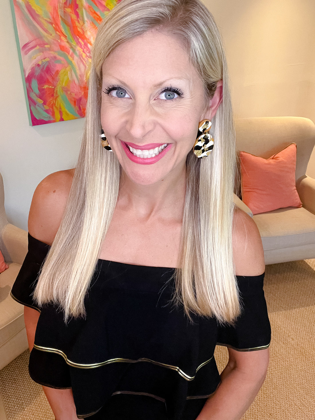 Marbled Gold, White & Black Dangles