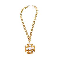 Gold Chain with Grace Pearl Cross