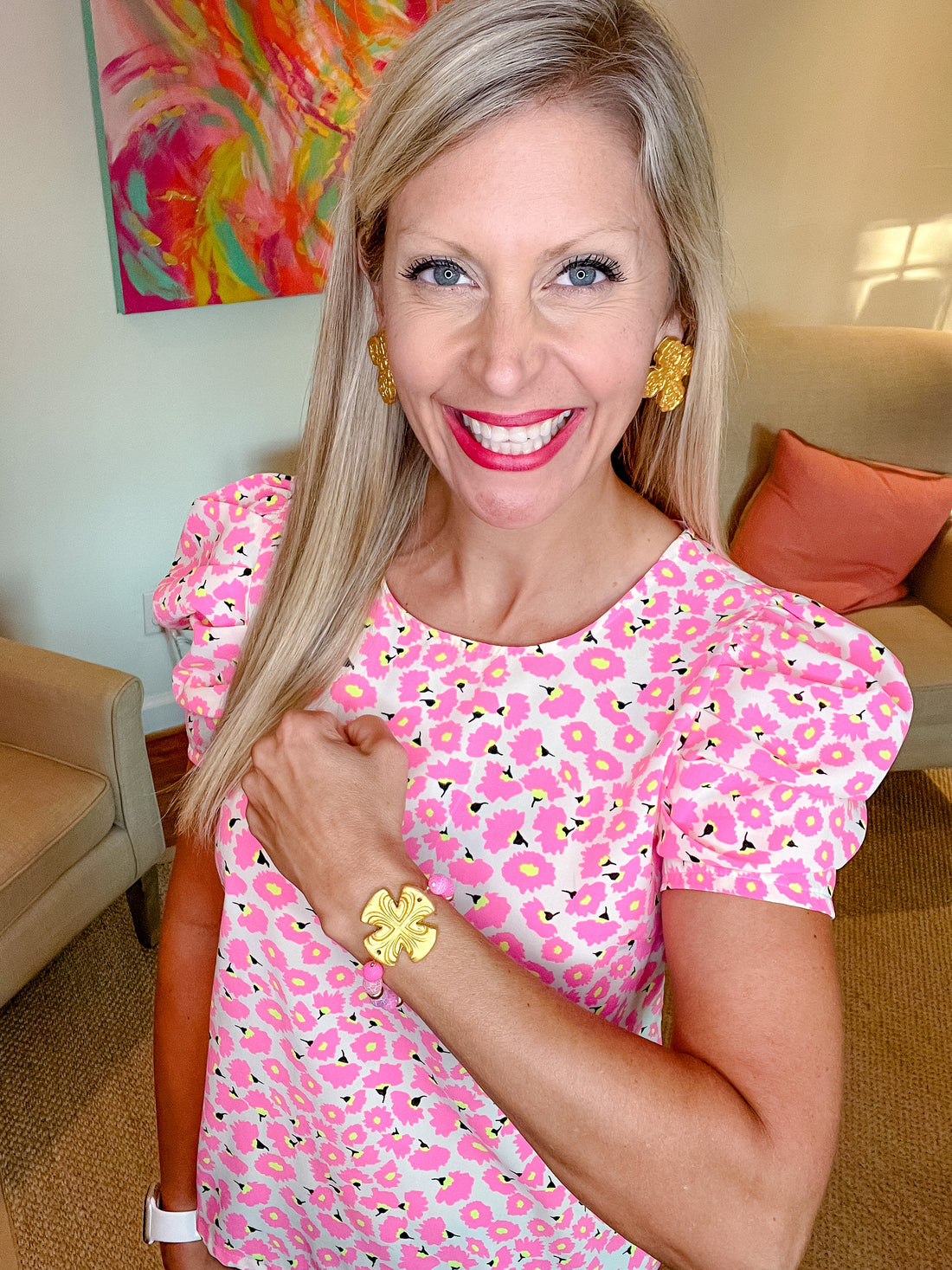 Pink Fire Agate with Friendship Cross Bracelet