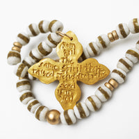 White & Gold African Glass with Kait Cross