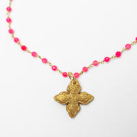 Pink Jade Chain with Kait Cross