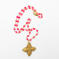 Pink Jade Chain with Kait Cross