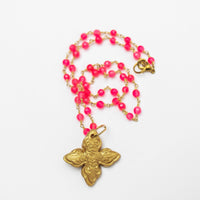 Pink Jade Chain with Kait Cross
