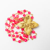 Pink Jade Chain with Kait Cross