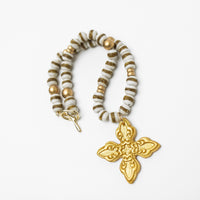 White & Gold African Glass with Kait Cross