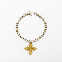 White & Gold African Glass with Kait Cross