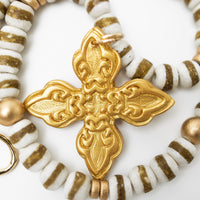 White & Gold African Glass with Kait Cross