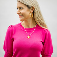 Small Gold Paperclip Chain with Kait Cross