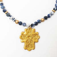 Blue Sodalite with Cherrie Cross