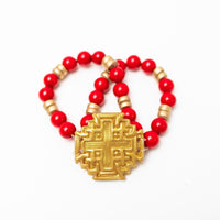 Red Jade with Jerusalem Bracelet