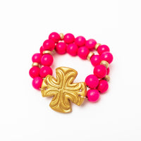Hot Pink Jade Double Strand with Friendship Bracelet
