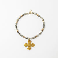 18" Dalmatian Jasper with Crown Cross