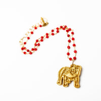 Red Jade Chain with Bulldog