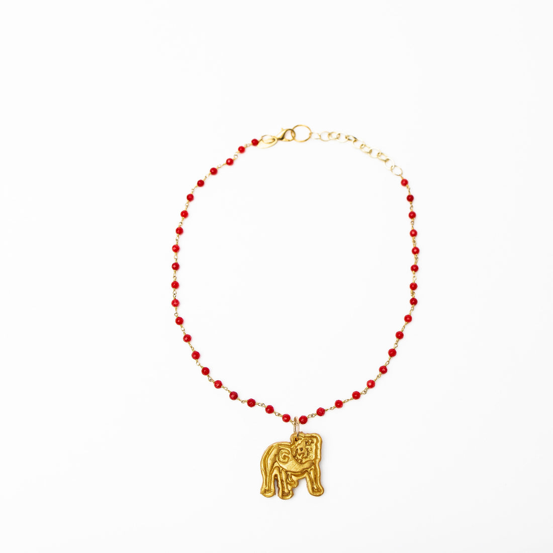 Red Jade Chain with Bulldog