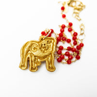 Red Jade Chain with Bulldog