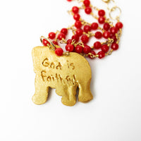 Red Jade Chain with Bulldog