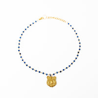 Blue Jade Chain with Tiger Face