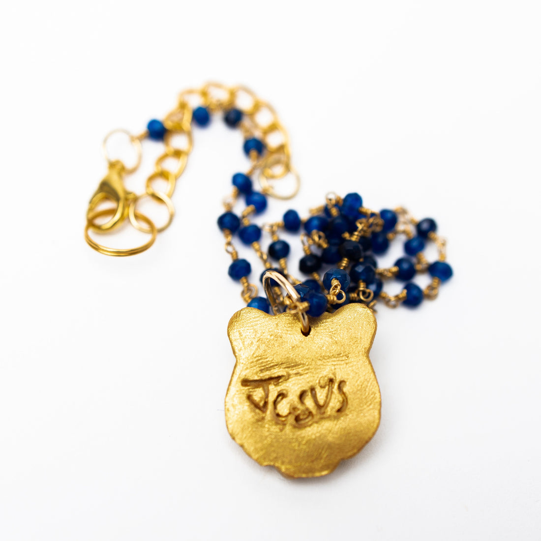 Blue Jade Chain with Tiger Face