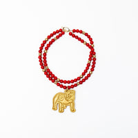 Red Double Jade with Bulldog Medallion