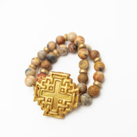 Crazy Lace Agate with Jerusalem Cross