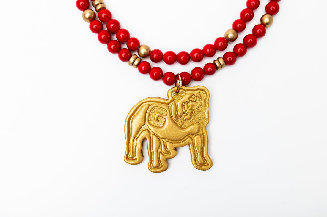 Red Double Jade with Bulldog Medallion